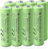Įkraunamos AA baterijos, NI-MH AA 2400 mAh 1,2 V saulės baterijos, iš anksto įkrautos AA baterijos, skirtos lauko saulės šviestuvams ir takų apšvietimui (8 vnt. (1 pakuotė))