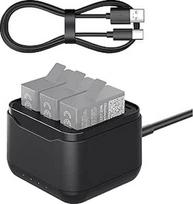 Įkrovimo stotelė įkroviklis "GoPro Hero 13 Black" 3 baterijos C tipo kabelis 3 lizdai "Micro SD" kortelei