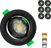 Įleidžiamas LED prožektorius, 230 V, skylės dydis 68–80 mm, 5 W, IP44, itin plonas LED prožektorius, 45° pasukamas įleidžiamas šviestuvas, 2700 K / 4000 K / 6000 K, prožektorius, lubinis šviestuvas vonios kambariui