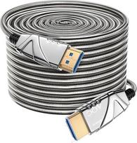Ilgas 8K HDMI optinio pluošto kabelis, 50 m, su metaline apvalkale, aktyvus optinis AOC 2.1 kabelis, 48Gbps, itin didelės spartos kabelis, skirtas HDTV, projektoriams, namų kino sistemoms, žaidimų konsolėms ir „Blu-Ray“ grotuvams