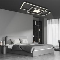 IMPTS LED lubinis šviestuvas, reguliuojamo ryškumo lubinis šviestuvas, svetainės lempa, 30 W | Šiuolaikinis lubinis šviestuvas, kvadratinis, šiltos baltos spalvos (3000 K), juodo metalo, skirtas miegamajam, prieškambariui, virtuvei ir balkonui