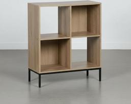 INDE MOBLEKIT | Kubo formos lentynėlė su 4 skyreliais, 60×29×72 cm, medinė knygų lentynėlė su metalinėmis kojomis, baldas knygoms ir dekoratyviniams daiktams laikyti, moderni papildoma lentynėlė namams ar biurui