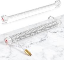 Individualus skaidrus spiralės formos klaviatūros laido vyniojimo įtaisas, akrilo strypas, skirtas apvyniotam USB-C laidui, dekoratyvinis strypas mechaninei žaidimų klaviatūrai, itin skaidrus, skirtas „Aviator Cable“ akrilo gaminiams