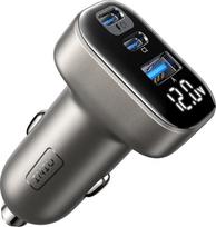 INIU 90 W USB-C automobilinis įkroviklis su cigarečių degikliu, 3 prievadai [2 x USB-C po 45 W], 12 V USB adapteris, automobilinis cigarečių degiklio lizdas, skirtas „iPhone 17 Pro Max Air“, „Galaxy S25 Ultra“, „Xiaomi“ ir kitiems įrenginiams