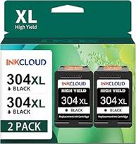 INKCLOUD 304XL Black Suderinamos su HP 304 spausdintuvo kasetės Black XL, skirtos HP Envy 5030 5010 5020 5000 5032, skirtos HP DeskJet 3750 3760 2620 3720 2630 2622 3762 3735 (2 juodos spalvos)