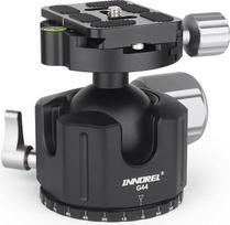 INNOREL G44 Žemo profilio panoraminė CNC metalinė fotoaparato kulkinė galvutė su 1/4" "Arca Swiss" universalia greito atleidimo plokštele, skirta trikojams, monopodams, DSLR fotoaparatams, vaizdo kameroms, maksimali apkrova 25 kg