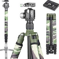 INNOREL RT75CG anglies pluošto trikojis 172 cm, „2-in-1“ trikojis-monopodas, profesionalus, ypač tvirtas fotoaparato trikojis, maksimali apkrova 20 kg, maksimali vamzdžio skersmuo 29 mm, su centrine kolona, N44 rutulinė galvutė, trikojio krepšys (RT75CG+N