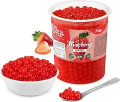 INSPIRE FOOD Burbulinės arbatos rutuliukai "Strawberry" burbulinei arbatai, "Popping Boba" rutuliukai, tapijokos vaisių rutuliukai ir bobos rutuliukai - 100 % veganiški ir be glitimo, be dirbtinių dažiklių, 1 kg