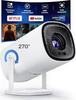 Integruota "Netflix" programėlė ir 500 ANSI liumenų: Mini projektorius su "WiFi 6" ir "Bluetooth", "BoldEver" išmanusis automatinis fokusavimas, nešiojamas su 270° reguliuojamu stovu, 10 W garsiakalbis, 4K filmų projektorius telefonui