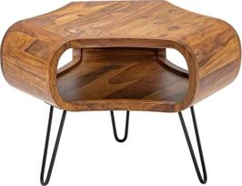 invicta INTERIOR Retro kavos staliukas Organic Living 70 cm Šešamedžio palisandras Plaukų pynės Svetainės staliukas Šalutinis staliukas Medinis staliukas