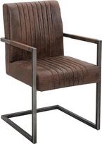 invicta INTERJERAS Big Aston Modern Cantilever kėdė Vintage Brown Brushed Iron Frame Armrest valgomojo kėdė