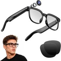 Išmanieji akiniai su HD stabilizavimo kamera, dvigubu mikrofonu, 4K vaizdo įrašymo funkcija, lęšių atpažinimu, vertimu realiuoju laiku, AI balso asistentu ir atvirais garsiakalbiais, skirti vyrams ir moterims (2 lęšiai)