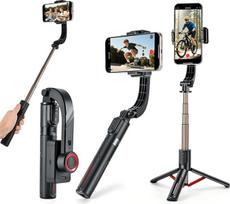 Išmaniųjų telefonų gimbalinis stabilizatorius, 1 ašies telefono gimbalas su nuotolinio valdymo pulteliu, nešiojamas ir sulankstomas "Selfie Stick" ir telefono stovas, skirtas "Vlogging" stabilizatoriui, "YouTube" ir "TikTok" vaizdo įrašams