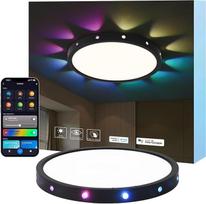 Išmanusis lubų šviestuvas, RGB lubų šviestuvas, keičiantis spalvas, plokščias LED lubų šviestuvas, 24 W, suderinamas su "Alexa" / "Google", skirtas miegamajam, svetainei, apvalus, skersmuo 30 cm