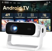 Išmanusis mini projektorius su integruota programėle, „Android 14“, palaiko 1080p ir 4K dekodavimą, automatinę trapezinės deformacijos korekciją, „Wi-Fi 6“ ir „BT 5.2“, 4K namų kino projektorius, skirtas mobiliesiems telefonams, HDMI ir kompiuteriams