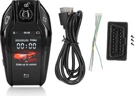 Išmanusis nuotolinio valdymo automobilio jungiklis, universalus TK800 LCD jutiklinis ekranas, išmanusis raktas, nuotolinio valdymo raktas, laisvasis įėjimas, skirtas visiems modeliams su variklio paleidimo-išjungimo mygtuku (juodas)