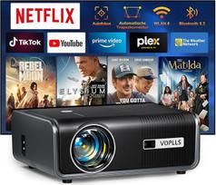 Išmanusis projektorius su oficialia „Netflix“ integracija / automatinis fokusavimas / trapecijos iškraipymų korekcija: „Full HD 1080P“ 25 000 L projektorius, palaikantis 4K, „VOPLLS“, „Wi-Fi 6“, „Bluetooth“; namų kino vaizdo projektorius / lauko projektor