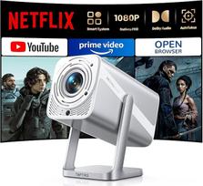 Išmanusis projektorius [oficialus "Netflix" ir "Dolby Audio"] 4K namų kino projektorius 1080P FHD, nešiojamasis projektorius 600ANSI Automatinis fokusavimas / automatinis vertikalus trapecijos koregavimas su "WiFi "6 "Bluetooth" lauke 360° kampu
