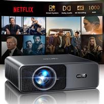 Išmanusis projektorius [Suderinamas su „Netflix“ ir 20 W „Dolby Audio“] 1200 ANSI, automatinis fokusavimas ir 6D trapezinės deformacijos korekcija, „TOPTRO“ projektorius, palaiko 4K namų kino sistemą, FHD 1080p, HDR10, „Wi-Fi 6“, dvipusis „Bluetooth“, maž