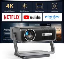 Išmanusis projektorius, palaikantis 4K ir „Netflix“, su automatiniu fokusavimu bei trapezinės deformacijos korekcija: „Full HD“ 1080p, 35 000 liumenų projektorius, palaikantis 4K, „VOPLLS“, „Wi-Fi 6“, „Bluetooth“ – namų kino sistema / lauko vaizdo projekt