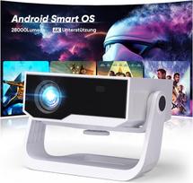 Išmanusis projektorius, palaikantis 4K, "Android 11", "Full HD 1080P", 28000 liumenų, "WiFi 6" ir BT 5.2, 120° reguliuojamas stovas, elektrinis fokusavimas, geometrijos korekcija, namų kino projektorius, skirtas "Switch"/PS5
