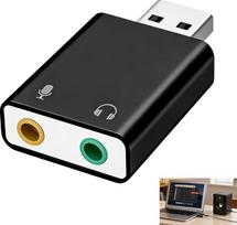 Išorinė USB garso plokštė, USB garso adapteris su 3,5 mm ausinių kištuku, stereo garso adapteris ausinėms su mikrofonu, suderinamas su PS4, PS5, nešiojamaisiais kompiuteriais, „Windows“, „Mac“, „Linux“; „Plug and Play“ su