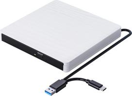 Išorinis CD/DVD įrenginys, USB 3.0 Type-C nešiojamas CD/DVD +/-RW įrašymo optinis įrenginys, skirtas nešiojamiesiems kompiuteriams, stacionariems kompiuteriams, „MacBook“, „iMac“, „Windows 11/10/8/7/XP/Linux/Vista/macOS“, baltos spalvos