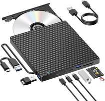 Išorinis DVD ir CD įrenginys, išorinis USB 3.0 ir USB-C, išorinis CD įrenginys, skirtas nešiojamiesiems kompiuteriams, stacionariems kompiuteriams, „MacBook“ ir „iMac“, DVD +/-RW įrašymo optinis įrenginys, išorinis DVD įrenginys, skirtas „Windows 11/10/8/