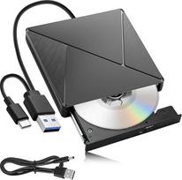 Išorinis DVD įrenginys su USB 3.0 ir USB-C jungtimis, CD įrenginys su „Plug and Play“ funkcija | Nešiojamas CD/DVD įrašymo įrenginys +/-RW, 5Gbps optinis įrenginys, skirtas nešiojamiesiems kompiuteriams, stacionariems kompiuteriams, „MacBook“ ir „iMac“,