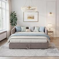Išskleidžiama sofa lova 90/180 x 200 cm Minkšta minkšta dienos lova su ištraukiama lova ir svečių lova, aksominė sofa lova su 2 sėdimomis vietomis dvigulei lovai, išskleidžiama, sofa lova svetainei / svečių kambariui, pilka