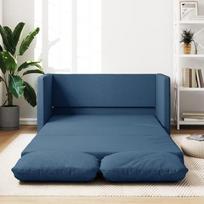 Išskleidžiama sofa, dvivietė sofa, „2-in-1“ sofa, dvivietė sofa, prancūziško stiliaus išskleidžiama sofa, transformuojama į lovą – mėlyna – audinio apmušalas
