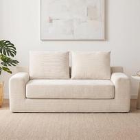 Išskleidžiama sofa, dvivietė grindų sofa, moderni sofa be rėmo, sulankstoma virvelinė sofa su miego funkcija, į lovą transformuojama sofa, skirta mažiems butams, darbo kambariui, svetainei, biurui, smėlio spalvos