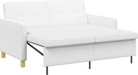 Išskleidžiama sofa-lova su miego funkcija, dvivietė sofa-lova, balta audinio apdaila, moderni sofa su reguliuojamu atlošu, erdvę taupantis dizainas, skirtas svetainei ir svečių kambariui