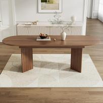 Išskleidžiamas medinis valgomojo stalas, 160/200 x 90 x 75 cm, išskleidžiamas virtuvės stalas 4-6 žmonėms, valgomojo stalas su užapvalintais kampais, tvirtas, riešutmedžio spalvos (B)