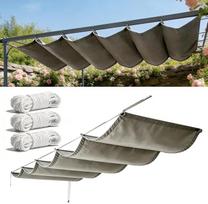 Ištraukiamas saulės skėtis, ištraukiamas banguotas tentas, ištraukiamas banguotas „Oxford“ audinys, pilkos spalvos, reguliuojamas atspindys, 1 x 2 m vandeniui atspari lauko pergola, UV spinduliams atsparus tentas
