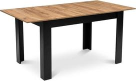 Ištraukiamas valgomojo stalas 120–160 x 80 cm, virtuvės stalas, stačiakampis valgomojo stalas su įdėkline stalviršio dalimi, juodas rėmas, medžio imitacija, skirtas virtuvei, valgomajai ir svetainei (Oak Craft)