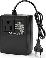 Įtampos keitiklis-transformatorius iš 220 V į 110 V, SGZIOO 200 W maitinimo adapteris, žeminantis maitinimo keitiklis, įtampos keitiklis iš 220 V į 110 V su kištuku, kelioninis maitinimo adapteris-įtampos keitiklis mobiliesiems telefonams