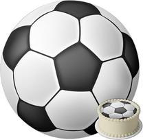 J&M DECO torto papuošalas gimtadieniui – futbolo torto papuošalas – gimtadienio torto papuošalas iš fondanto – apvalus, 20 cm – valgomasis popierinis torto papuošalas – torto papuošalas „Futbolas“ – torto papuošalas