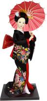 Japonų geišos kimono lėlė su skėčiu. Azijietiška moteriška kimono lėlė. Kolekcinė figūrėlė. Japonų stiliaus namų stalo dekoracija. Turistams.