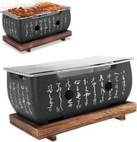 Japonų stiliaus barbekiu grilis. Nešiojamas BBQ grilis. Greitai įkaistantis stačiakampis kaligrafijos stiliaus aliuminis anglies grilis. Japonų stiliaus stalo grilis namams (M)