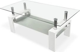 Jaukus stiklinis kavos staliukas, skirtas svetainei arba valgomajam, modelis „Tango“, medinis, baltas, 110 cm (plotis) x 55 cm (gylis) x 45 cm (aukštis)