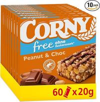 Javainių batonėlis „Corny Free“ su žemės riešutais ir šokoladu | Be pridėto cukraus | 74 kcal | 60 x 20 g