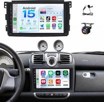 JAWSEU 4 + 64GB automobilių radijas su ekranu ir „Bluetooth“ funkcija, skirtas „Mercedes-Benz Smart Fortwo 451“ (2005–2010 m.) modeliams. 2DIN, 9 colių automobilių radijas, palaikantis DAB+, navigaciją, „Wi-Fi“, 5G, FM, „Hi-Fi“, „CarPlay“, „Android Auto“