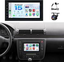 JAWSEU 4 + 64GB automobilių radijas, skirtas „VW Golf 4“, „Polo 9N“, „T5“, „Passat B5“, „Seat“ ir „Skoda“ | 2DIN 7 colių automobilių radijas, palaikantis DAB+, navigaciją, WLAN, 5G, FM, Hi-Fi, „CarPlay“, „Android“, valdymą per vairo ratą, „Bluetooth“ ir