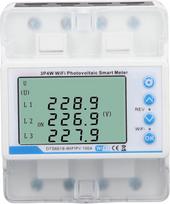 Jeffergarden WiFi-Photovoltaik-Smart-Meter, 3-Phasen-bidirektionaler Energiezähler, Spannungsschutz-LCD-Display 60-300 V 100 A für Solarenergiesysteme