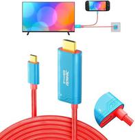 JEMDO 4K 60 Hz nailono HDMI jungties kabelis, skirtas „Switch“ 2017 m. modeliams ir OLED modeliams, mėlynas/raudonas