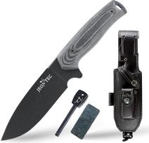 JEO-TEC Nr. 21 peilis su fiksuotu ašmeniu, skirtas išgyvenimui gamtoje, „bushcraft“, medžioklei ir žvejybai, 11,5 cm ašmenys, makštis ir ugnies akmuo, rankų darbo Ispanijoje, peilis su pilnu kotu