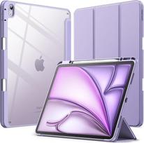 JETech dėklas "iPad Air" 13 colių M4/M3/M2 (2026/2025/2024) su rašiklio laikikliu, skaidrus permatomas galinis korpusas, plonas stovas, smūgiams atsparus planšetinio kompiuterio dangtelis, žadinimo/užmigdymo automobilyje funkcija (violetinis)