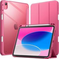 JETech dėklas "iPad" (A16) 11/10 kartos (2025/2022) su pieštuko laikikliu, skaidrus permatomas galinis apsauginis dėklas, plonas stovas, atsparus smūgiams (rožinis)