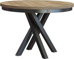 Jezz valgomojo stalas, apvalus, 100 cm, stalas, apvalus, virtuvės stalas, 4-6 žmonių, valgomojo stalas su metaliniu rėmu, MDF, natūralus, valgomojo stalas, papildomas stalviršis, ištraukiamas (Wotan)